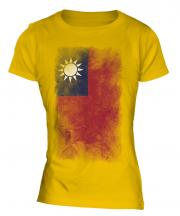 Taiwan Faded Flag Ladies T-Shirt