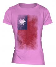 Taiwan Faded Flag Ladies T-Shirt