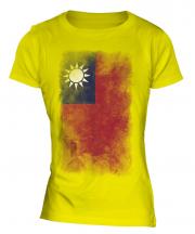 Taiwan Faded Flag Ladies T-Shirt