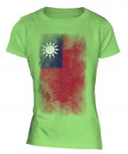 Taiwan Faded Flag Ladies T-Shirt