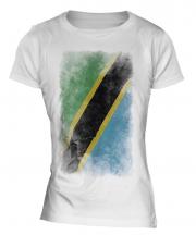 Tanzania Faded Flag Ladies T-Shirt