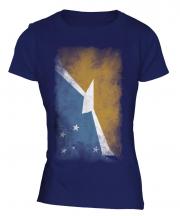 Tierra Del Fuego Province Faded Flag Ladies T-Shirt