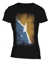 Tierra Del Fuego Province Faded Flag Ladies T-Shirt