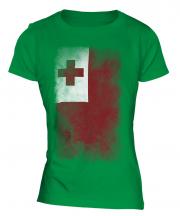 Tonga Faded Flag Ladies T-Shirt