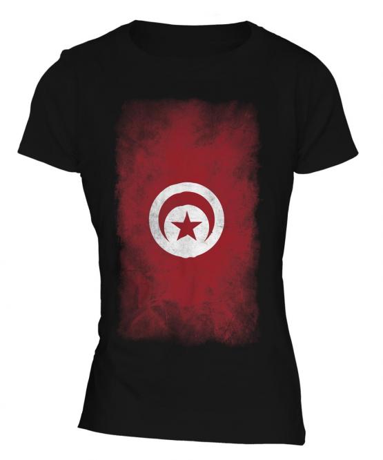 Tunisia Faded Flag Ladies T-Shirt
