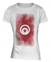 Tunisia Faded Flag Ladies T-Shirt