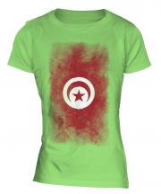 Tunisia Faded Flag Ladies T-Shirt