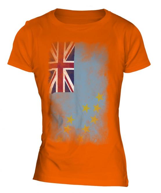 Tuvalu Faded Flag Ladies T-Shirt