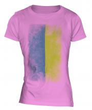 Ukraine Faded Flag Ladies T-Shirt