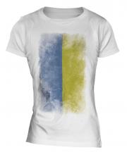 Ukraine Faded Flag Ladies T-Shirt