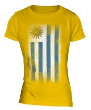 Uruguay Faded Flag Ladies T-Shirt