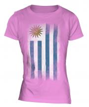 Uruguay Faded Flag Ladies T-Shirt