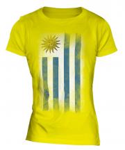 Uruguay Faded Flag Ladies T-Shirt