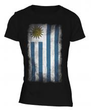 Uruguay Faded Flag Ladies T-Shirt