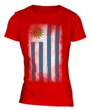 Uruguay Faded Flag Ladies T-Shirt