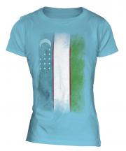 Uzbekistan Faded Flag Ladies T-Shirt