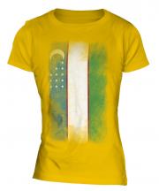 Uzbekistan Faded Flag Ladies T-Shirt