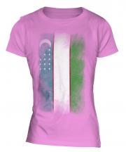 Uzbekistan Faded Flag Ladies T-Shirt