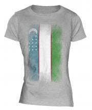Uzbekistan Faded Flag Ladies T-Shirt