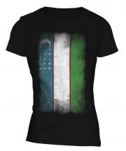 Uzbekistan Faded Flag Ladies T-Shirt
