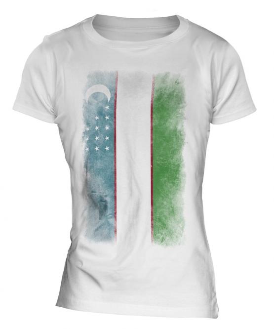 Uzbekistan Faded Flag Ladies T-Shirt