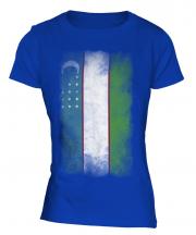 Uzbekistan Faded Flag Ladies T-Shirt