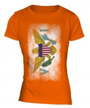 Us Virgin Islands Faded Flag Ladies T-Shirt