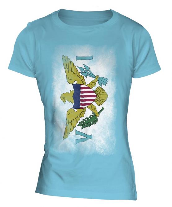 Us Virgin Islands Faded Flag Ladies T-Shirt