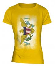 Us Virgin Islands Faded Flag Ladies T-Shirt