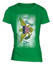 Us Virgin Islands Faded Flag Ladies T-Shirt