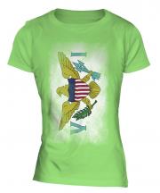 Us Virgin Islands Faded Flag Ladies T-Shirt