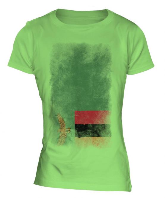 Zambia Faded Flag Ladies T-Shirt