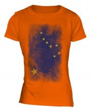 Alaska State Faded Flag Ladies T-Shirt
