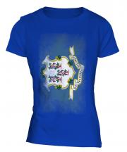 Connecticut State Faded Flag Ladies T-Shirt