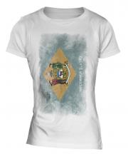 Delaware State Faded Flag Ladies T-Shirt