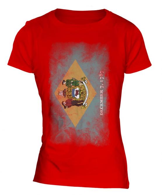 Delaware State Faded Flag Ladies T-Shirt