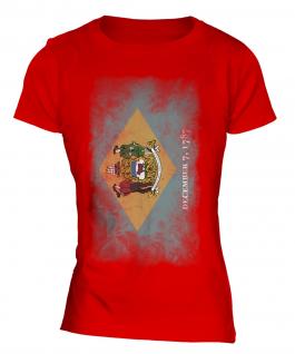 Delaware State Faded Flag Ladies T-Shirt
