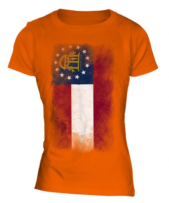 Georgia State Faded Flag Ladies T-Shirt