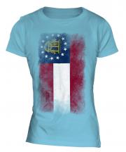 Georgia State Faded Flag Ladies T-Shirt