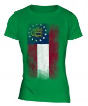 Georgia State Faded Flag Ladies T-Shirt