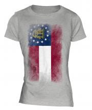 Georgia State Faded Flag Ladies T-Shirt