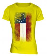 Georgia State Faded Flag Ladies T-Shirt