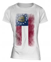 Georgia State Faded Flag Ladies T-Shirt