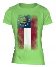 Georgia State Faded Flag Ladies T-Shirt