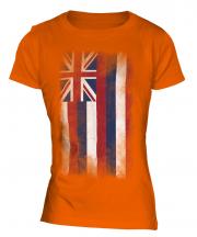 Hawaii State Faded Flag Ladies T-Shirt