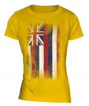 Hawaii State Faded Flag Ladies T-Shirt
