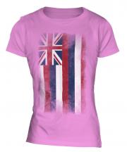 Hawaii State Faded Flag Ladies T-Shirt