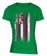 Hawaii State Faded Flag Ladies T-Shirt