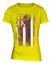 Hawaii State Faded Flag Ladies T-Shirt