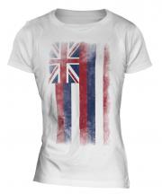 Hawaii State Faded Flag Ladies T-Shirt